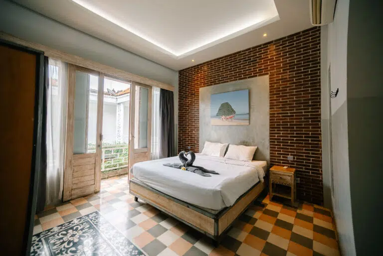 Master bedroom at the Mojosurf camp in Canggu
