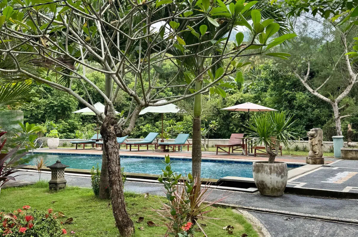 Tropical garden at the Mojosurf camp on Red Island