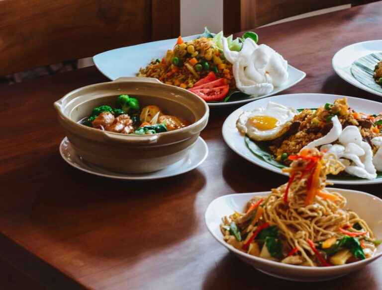 Indonesian dishes served on a table