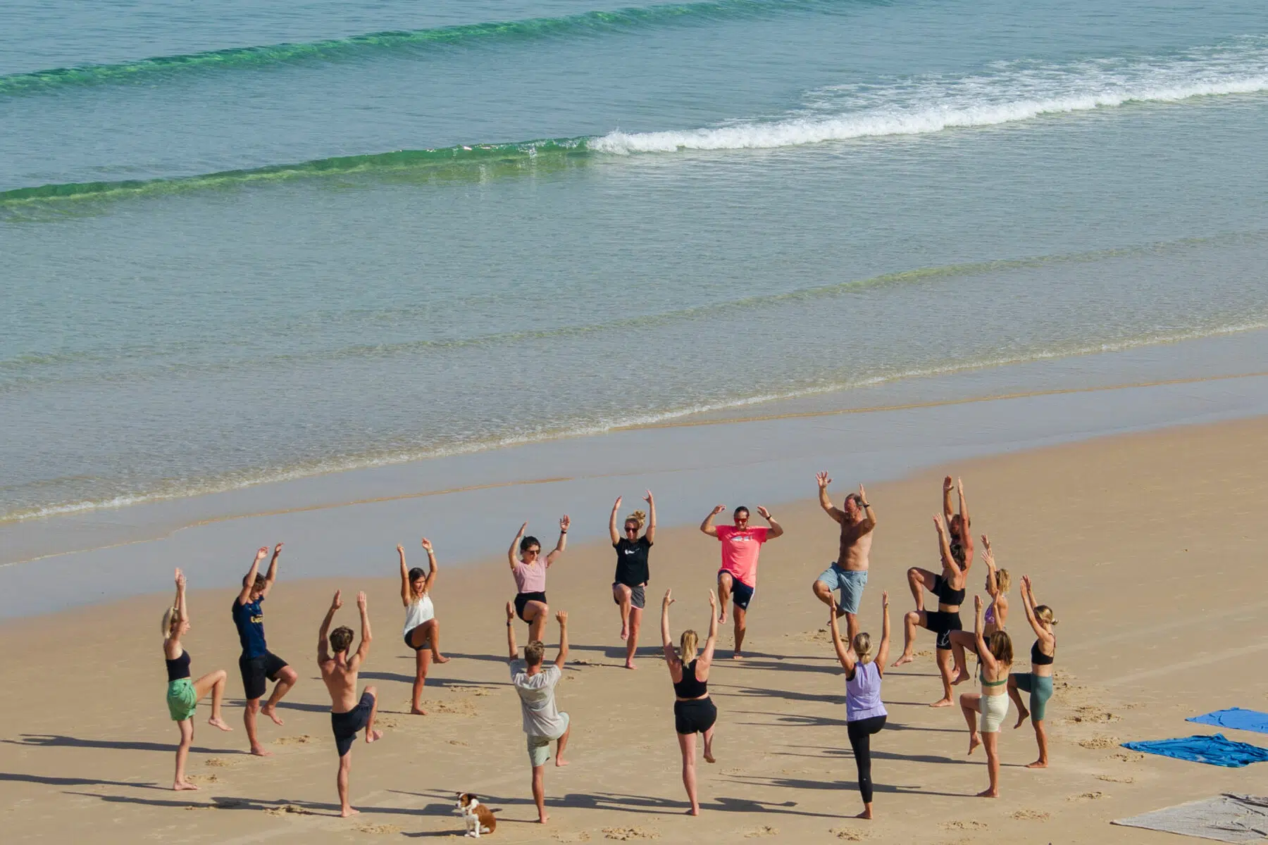 Beach yoga class in Peniche